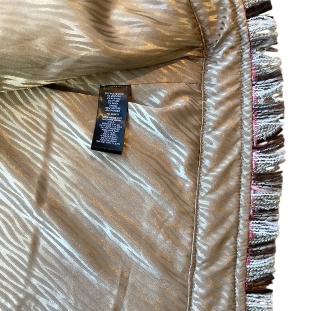 Adrienne Landau ONYX Crystal Tweed Jacket Blazer Pink Gold Sequin Fringe Medium - Picture 14 of 16
